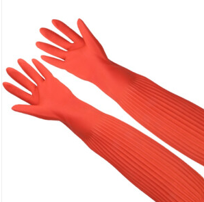 祥宝橡胶手套 加长家用洗碗橡胶手套家务清洁搞卫生耐酸碱工业手套 祥宝56厘米 L