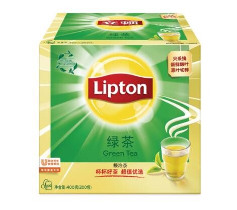 立顿（Lipton）茶叶绿茶200包400g袋泡茶茶包