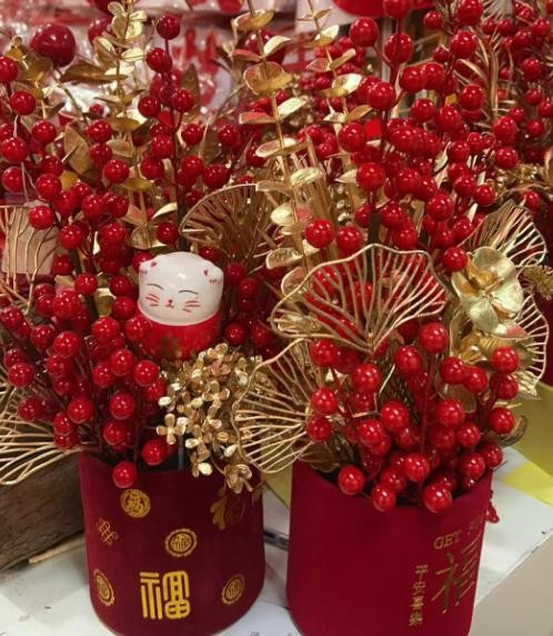 装饰摆件仿真花福桶 40cm