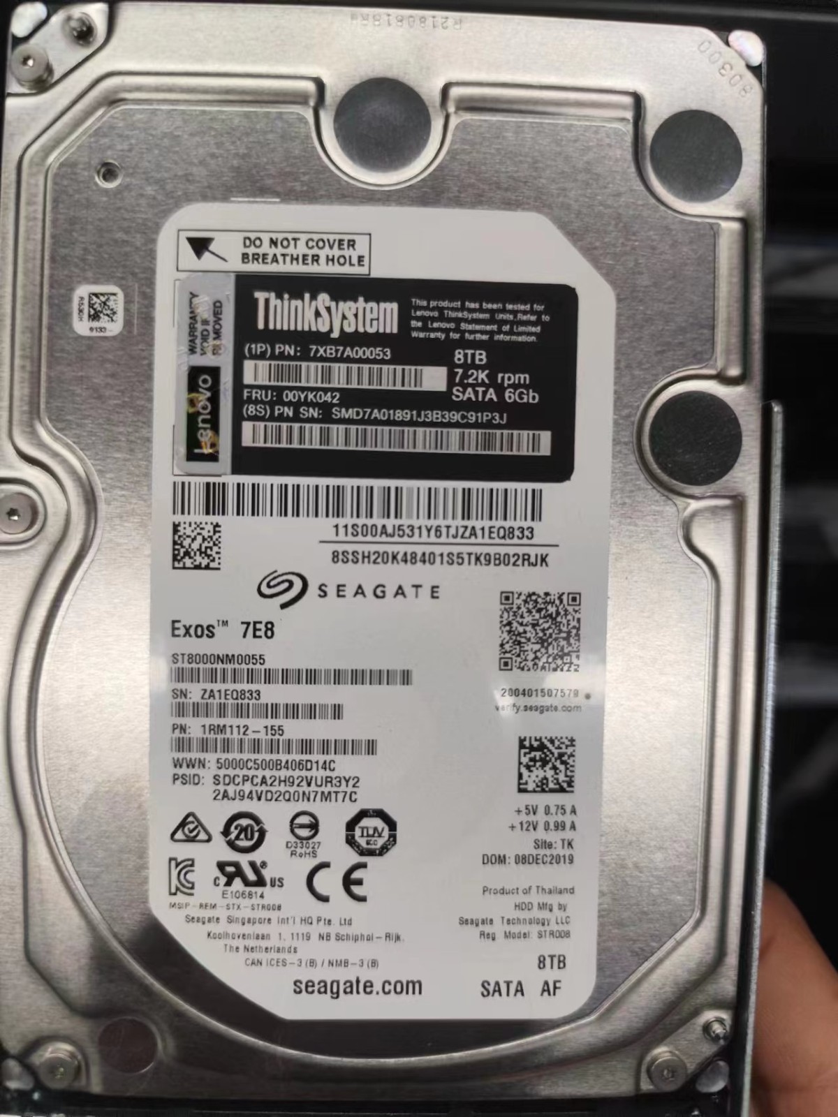 联想（Lenovo）存储 8T SATA 00YK042 ST8000NM0055