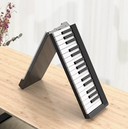 爱之声可折叠电子琴专业键盘便携式初学者练习家用手卷琴 61键（PJ61B炫酷黑）