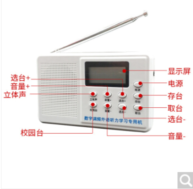 英语听力考试学生收音机大学英语四六级收音机调频fm考试用的四级六级三级ab级收音机 白色FM调频收音机+送五号电池