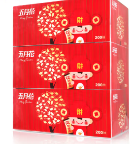 五月花盒装面纸喜庆版200抽36盒
