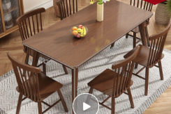 实木餐桌1桌+6把椅子组合 160*80*75cm