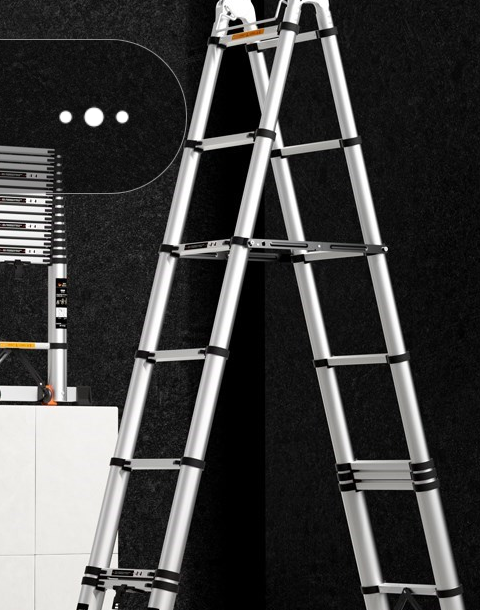 镁多力多功能折叠梯子 家用工程梯人字梯升降伸缩梯 铝合金折叠梯