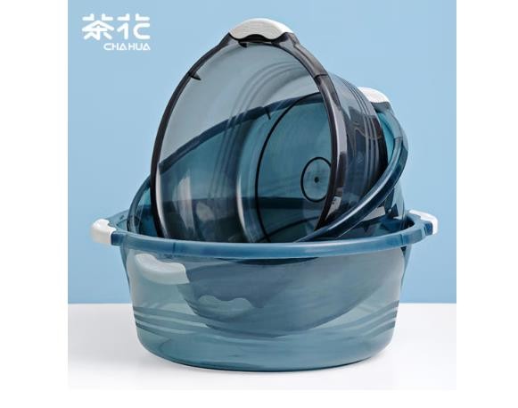 茶花洗脸盆大号32cm洗脚盆洗衣盆加厚透明塑料盆