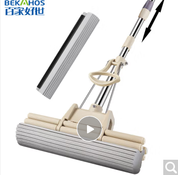 百家好世免手洗滚轮胶棉拖把