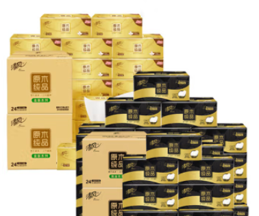 清风原木纯品金装抽纸3层110抽48包