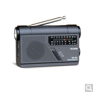 德生（Tecsun） 德生GR-99DSP应急老人收音机手摇发电调频中波短波指针显示可充电手电照明 黑色+USB充电器