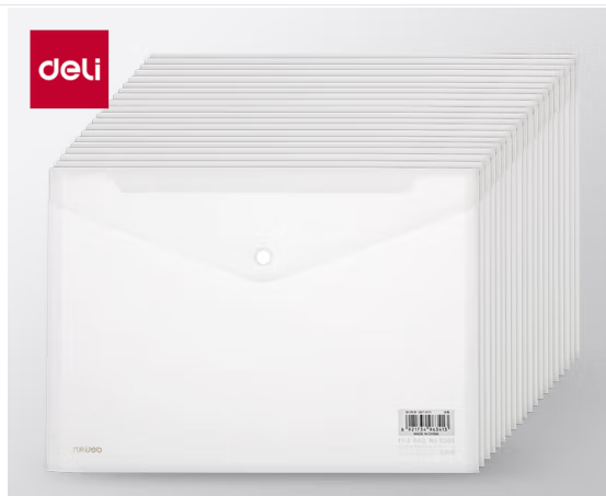 得力（deli）10只A4加厚磨砂质感透明文件袋8302