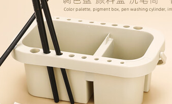 苏拉达(Surada)洗笔桶 多功能三合一洗笔筒颜料盒调色盒可插笔手提水桶美术画笔晾笔便携塑料桶套装DIY222