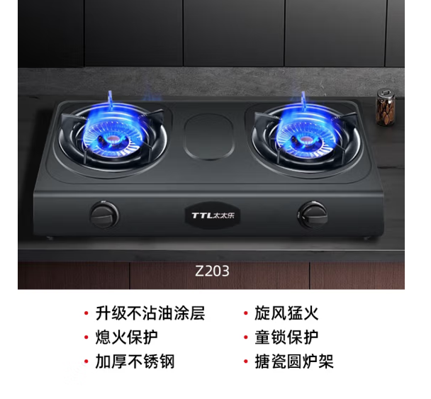 太乐（TTL）煤气灶双灶燃气灶天然气液化气灶台式家用天然气液化气罐装煤气炉灶具 台式喷涂款+熄火保护 液化气
