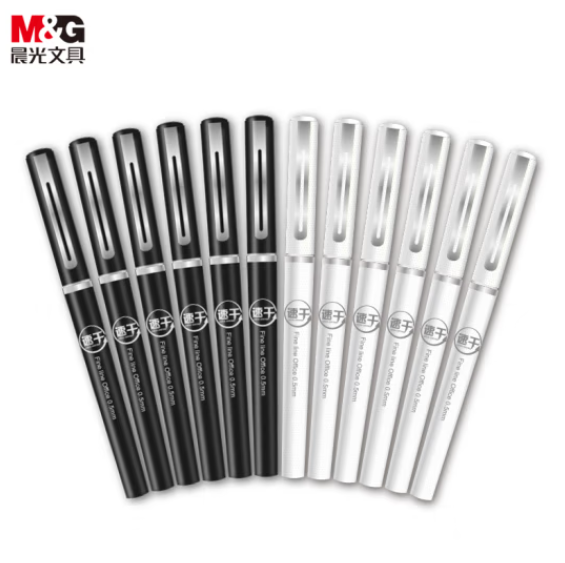 晨光(M&G)文具0.5mm黑色中性笔 速干全针管签字笔 直液式水笔 12支/盒ARP57501