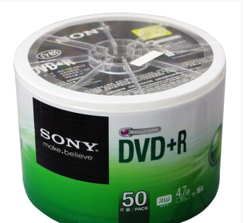 索尼（SONY） DVD空白光盘DVD+R空白光盘刻录碟 50片桶装刻录盘