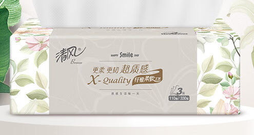 清风原木纯品金装抽纸3层110抽48包