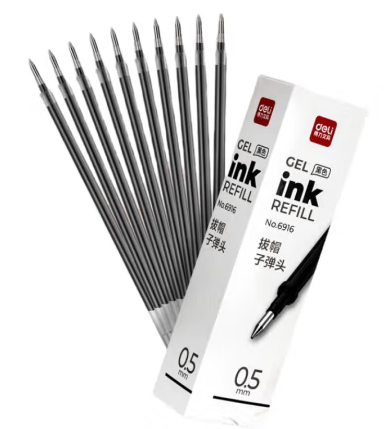 得力6916黑色替芯签字笔芯20支/盒