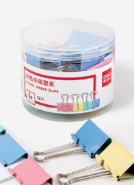 得力彩色长尾夹50mm 12只装