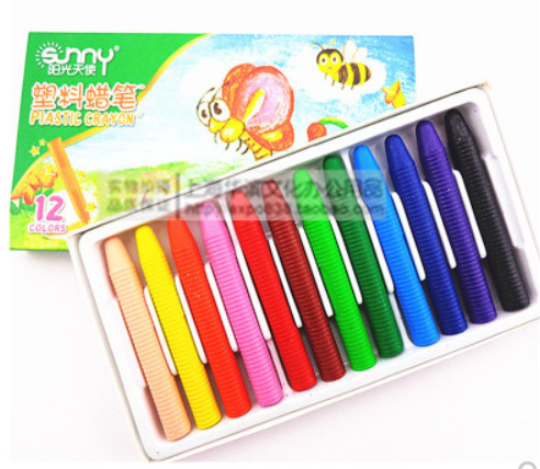 阳光天使塑料蜡笔 无毒安全 12色纸盒装 0312
