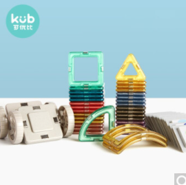 可优比（KUB）磁力片50片34件磁力片+2车轮+14智慧卡磁力积木2岁宝宝磁性磁铁男女孩拼装玩具新年礼物