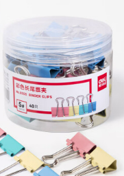 得力彩色长尾夹19mm 40只装