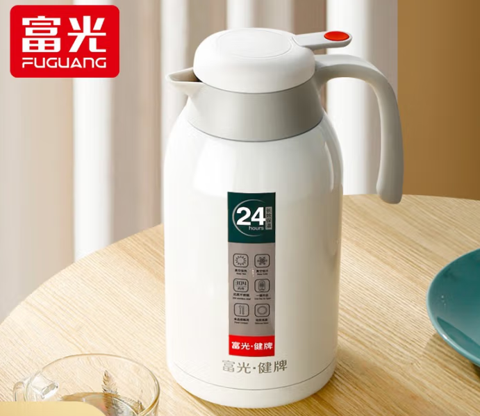 富光 健牌系列保温壶家用暖水壶热水瓶暖瓶2.2L开水瓶保温瓶大容量不锈钢保冷壶欧式家用保温咖啡杯壶 钢本色 2200ml