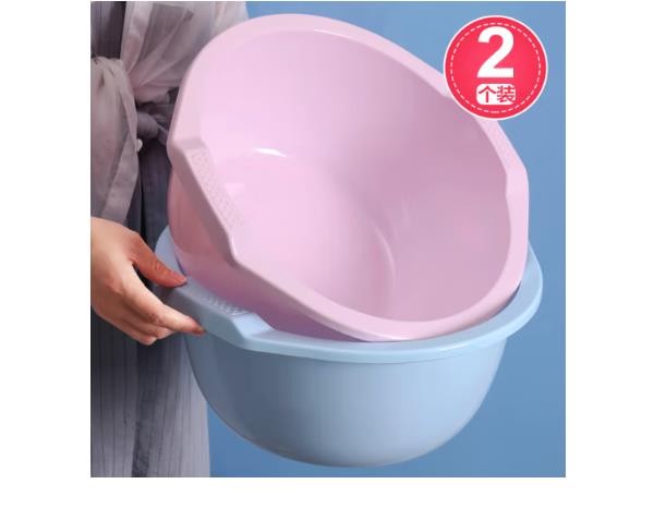 妙然2个装大号加厚 洗脸盆婴儿盆37cm泡脚塑料洗菜盆面盆 颜色随机