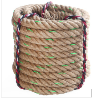 龙动力 拔河绳黄麻绳 20米 带钢丝 直径3cm