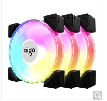 爱国者（aigo）暮光C3 C5台式电脑机箱风扇12cm日食幻彩RGB变色静音散热LED风扇 暮光SE彩色（大4P接口免控制器） 3只装