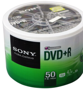 索尼（SONY） DVD空白光盘DVD+R空白光盘刻录碟 50片桶装刻录盘 DVD+R 4.7G（50片塑封装）