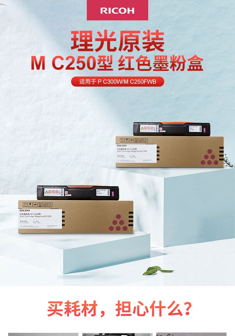 （企业采购）理光（Ricoh）SP C250C碳粉墨粉盒适用SP C250DN/C261DNw打印机 蓝色墨粉盒（打印约1600页）原装