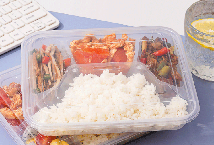 庭好一次性饭盒方形大四格150套装1000ml