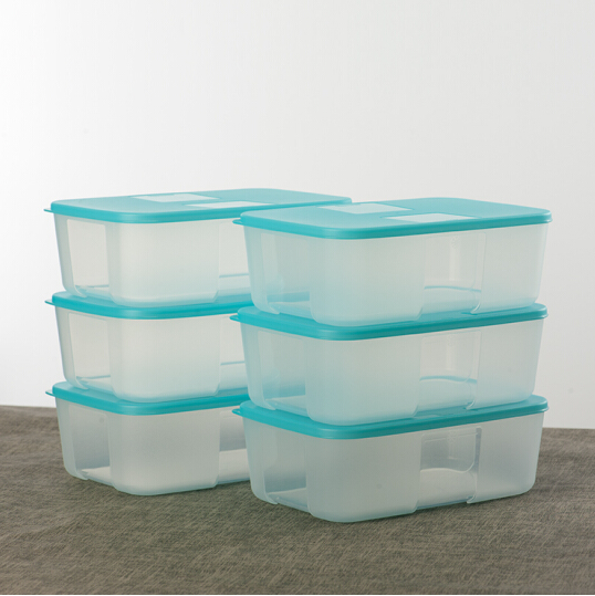 特百惠冷冻保鲜盒六件套长方形1.7L大容量 蓝色   单位：套