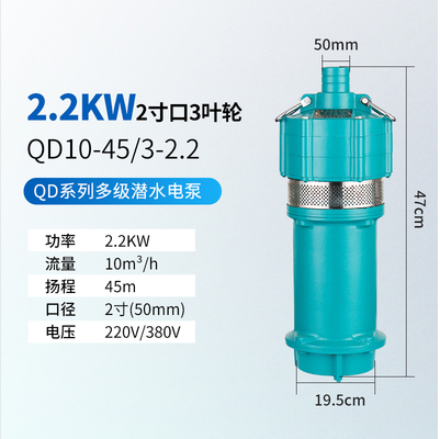 上海大罗 全铜芯电机/2200瓦-2寸潜水泵220V口径2寸 多级潜水泵（单位：台）