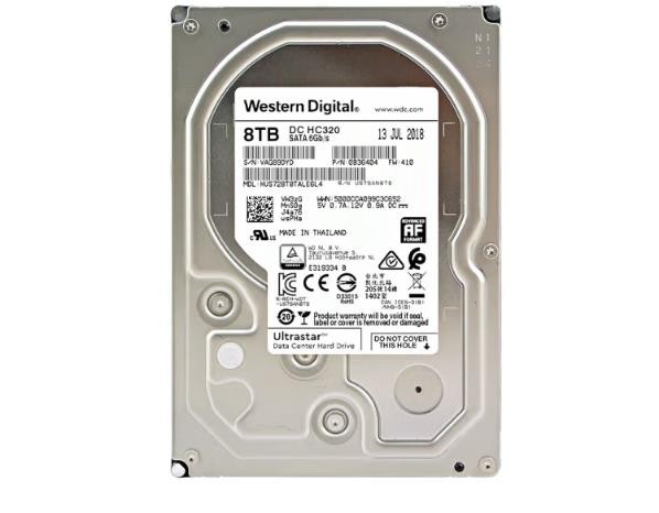 西部数据（WD） 企业级NAS网络存储服务器机械硬盘 CMR垂直式 SATA3.0 HC320 8TB HUS728T8TALE6L4