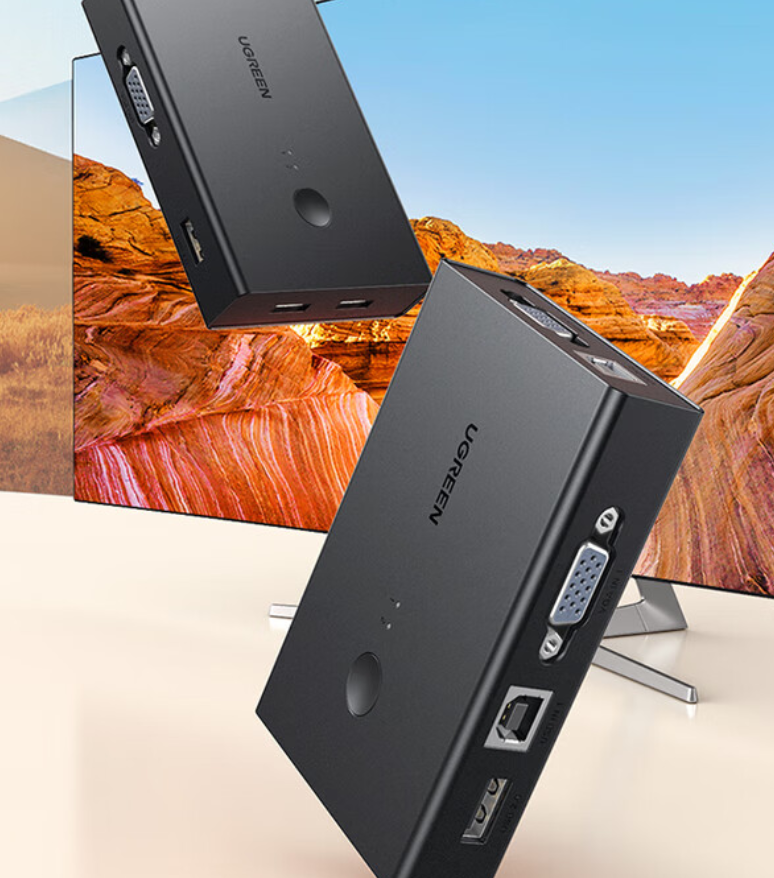 绿联KVM切换器VGA USB键盘鼠标 2进1出