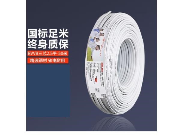 德力西(DELIXI)电线电缆 BVVB25平方三芯护套线家装家用铜芯电线 50米
