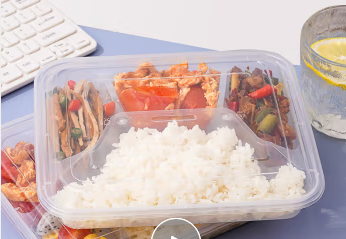 庭好一次性饭盒方形大四格150套装1000ml