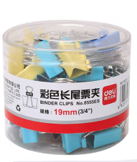 得力(deli)8555ES 19mm票据夹燕尾夹 混色装 40只/筒 1筒装