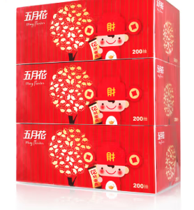 五月花盒装面纸喜庆版200抽36盒